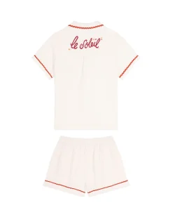 Organic Cotton Cheesecloth Embroidered Le Soleil Short Pyjama Set