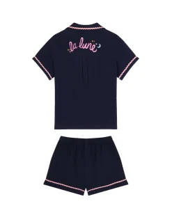 Organic Cotton Cheesecloth Embroidered La Lune Short Pyjama Set