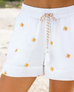 Organic Cotton Cheesecloth Embroidered Sunburst Shorts