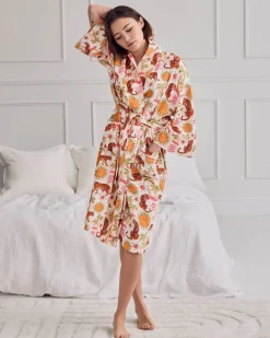 Organic Cotton Cheesecloth Siesta Tiger Print Dressing Gown