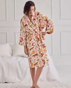 Organic Cotton Cheesecloth Siesta Tiger Print Dressing Gown