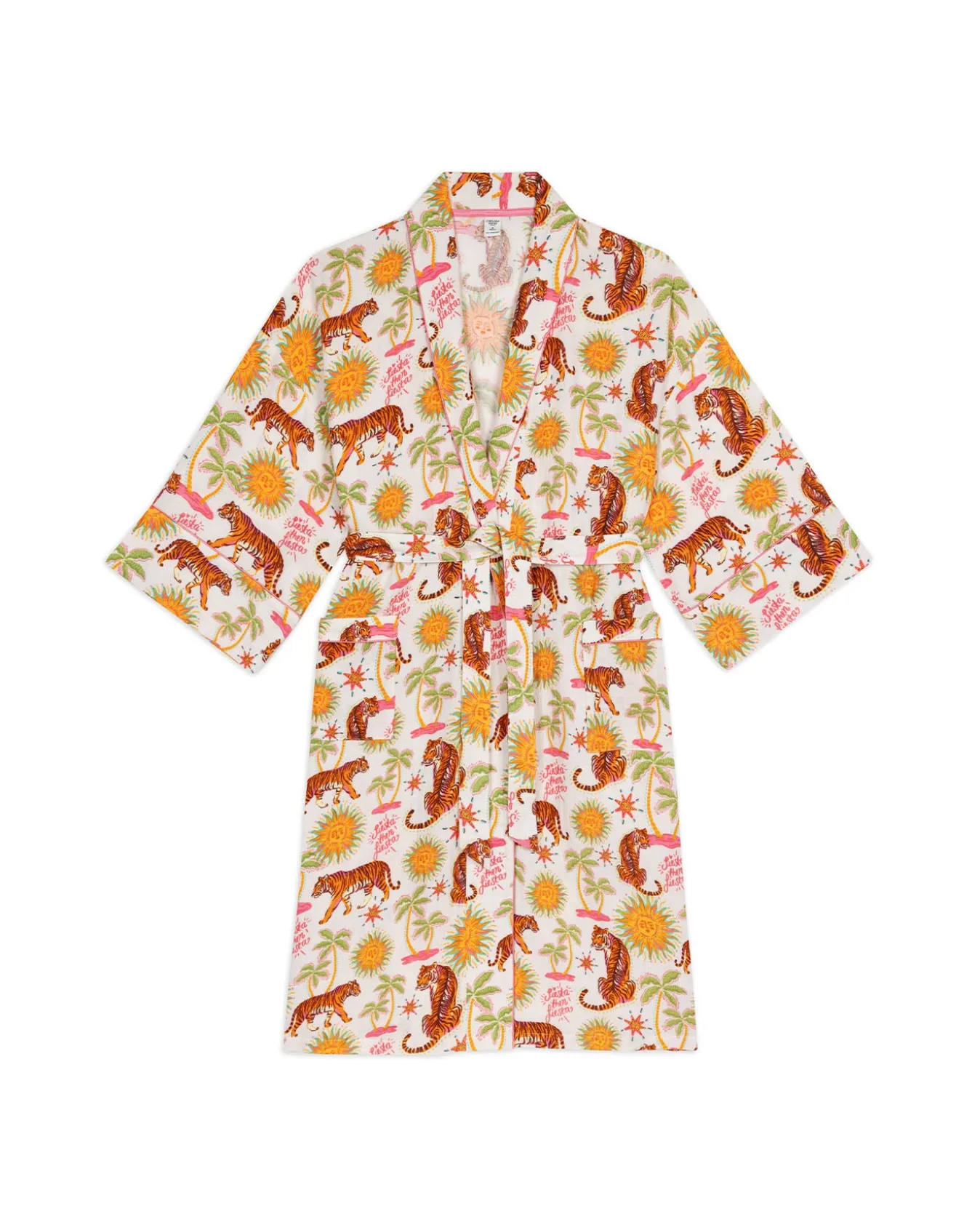 Organic Cotton Cheesecloth Siesta Tiger Print Dressing Gown
