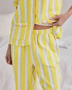 Organic Cotton Cheesecloth Wiggle Stripe Long Pyjama Set