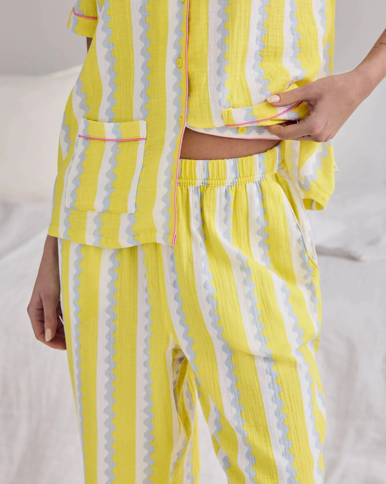 Organic Cotton Cheesecloth Wiggle Stripe Long Pyjama Set