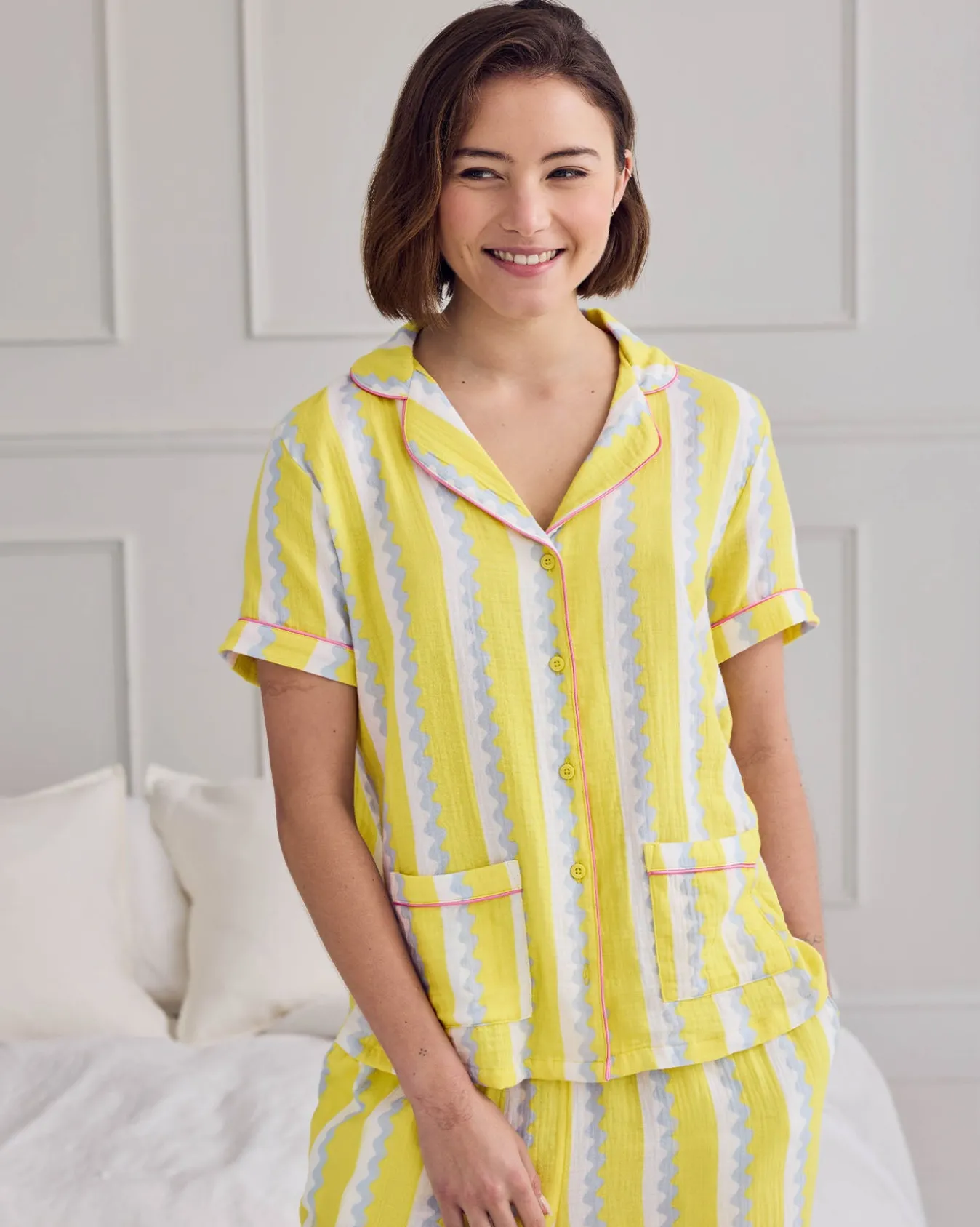 Organic Cotton Cheesecloth Wiggle Stripe Long Pyjama Set