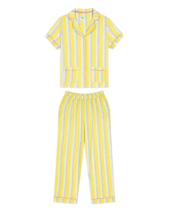Organic Cotton Cheesecloth Wiggle Stripe Long Pyjama Set