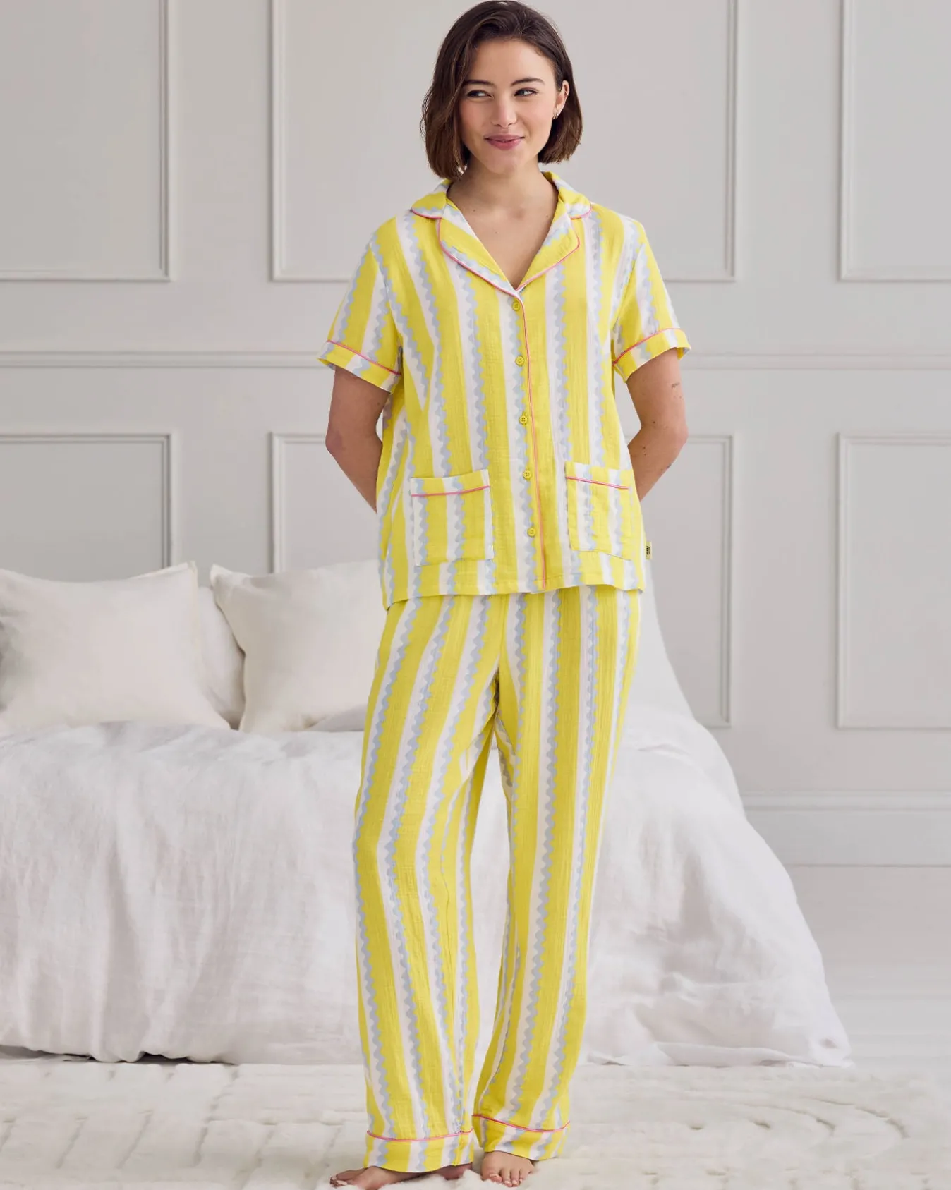 Organic Cotton Cheesecloth Wiggle Stripe Long Pyjama Set