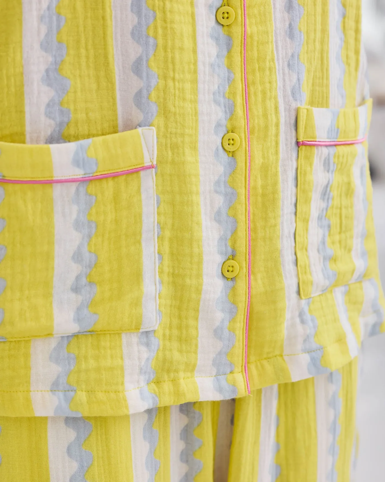 Organic Cotton Cheesecloth Wiggle Stripe Long Pyjama Set