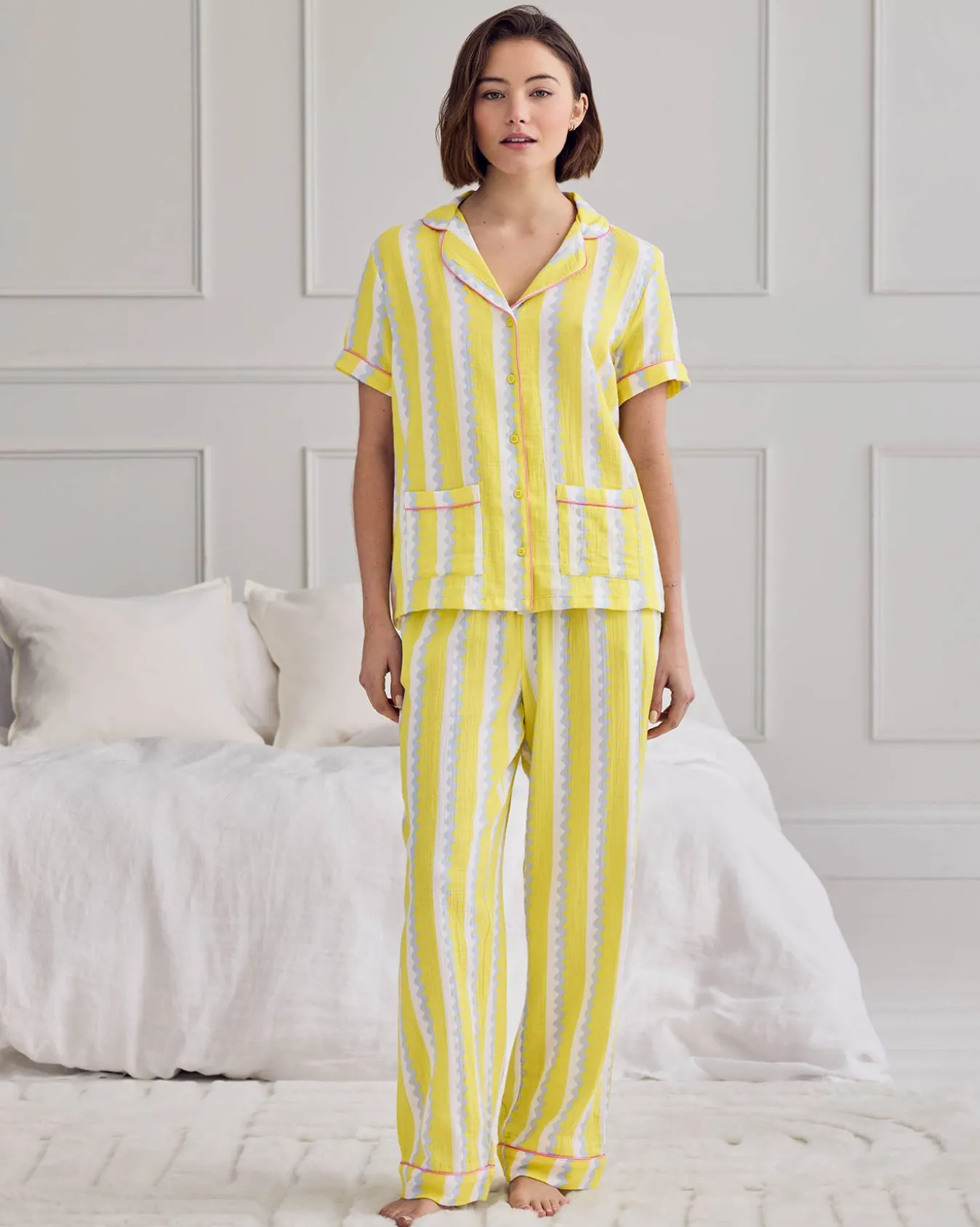Organic Cotton Cheesecloth Wiggle Stripe Long Pyjama Set