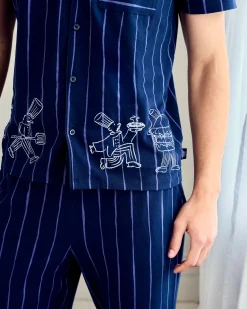 Organic Cotton Chef Stripe Button Up Long Pyjama Set