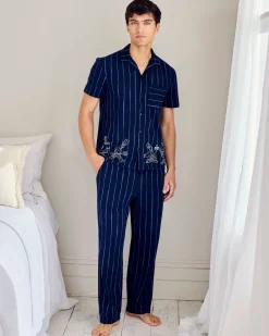 Organic Cotton Chef Stripe Button Up Long Pyjama Set