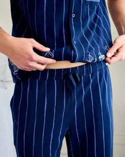 Organic Cotton Chef Stripe Button Up Long Pyjama Set
