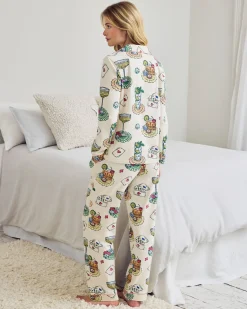 Organic Cotton Cocktails & Cards Print Long Pyjama Set