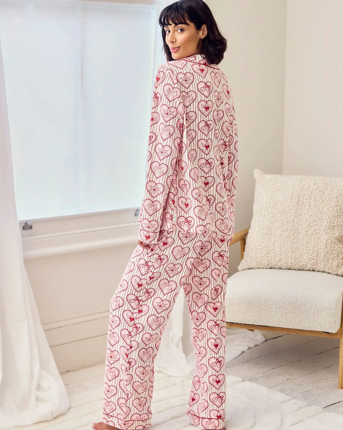 Organic Cotton Cupid Heart Print Long Pyjama Set