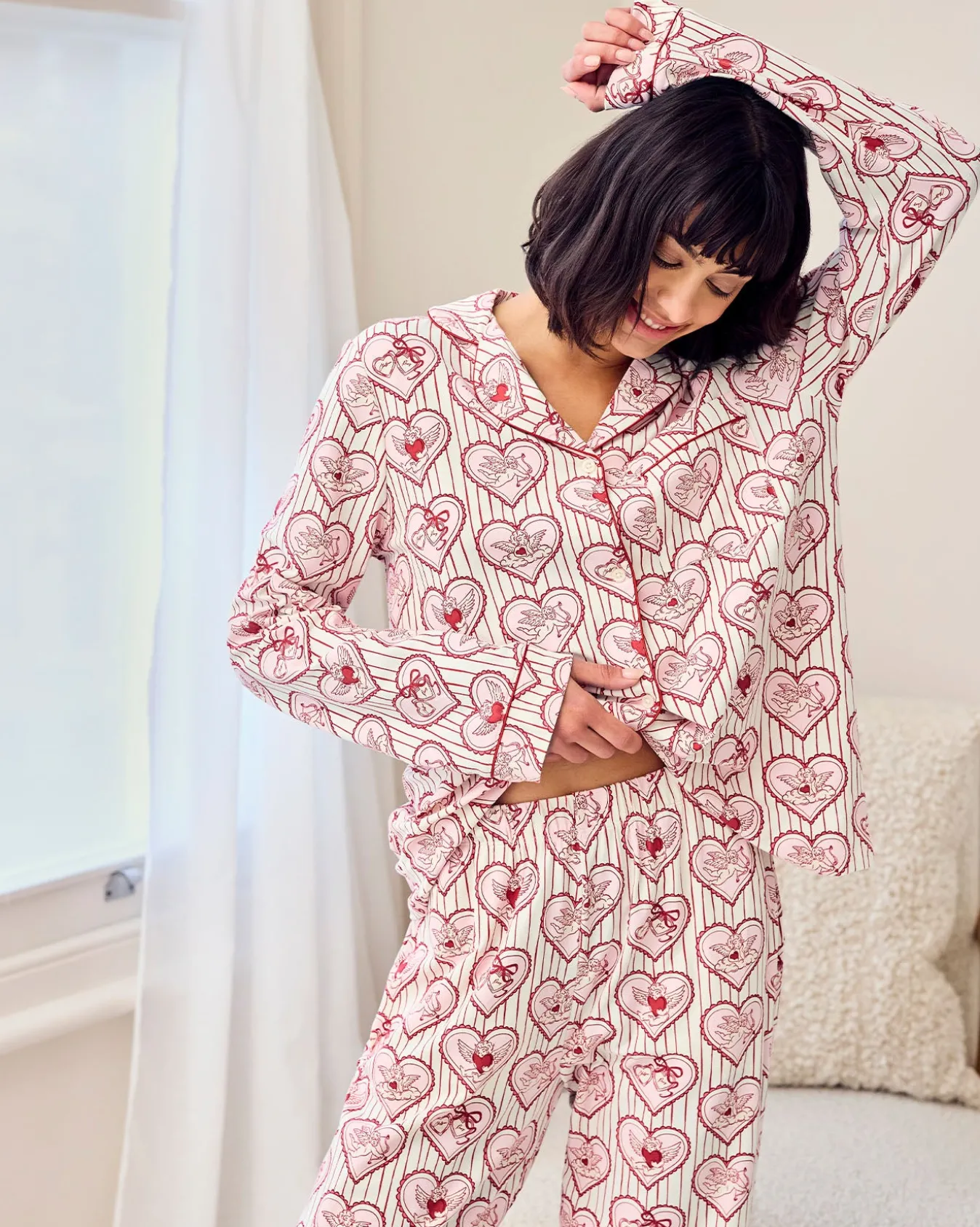 Organic Cotton Cupid Heart Print Long Pyjama Set