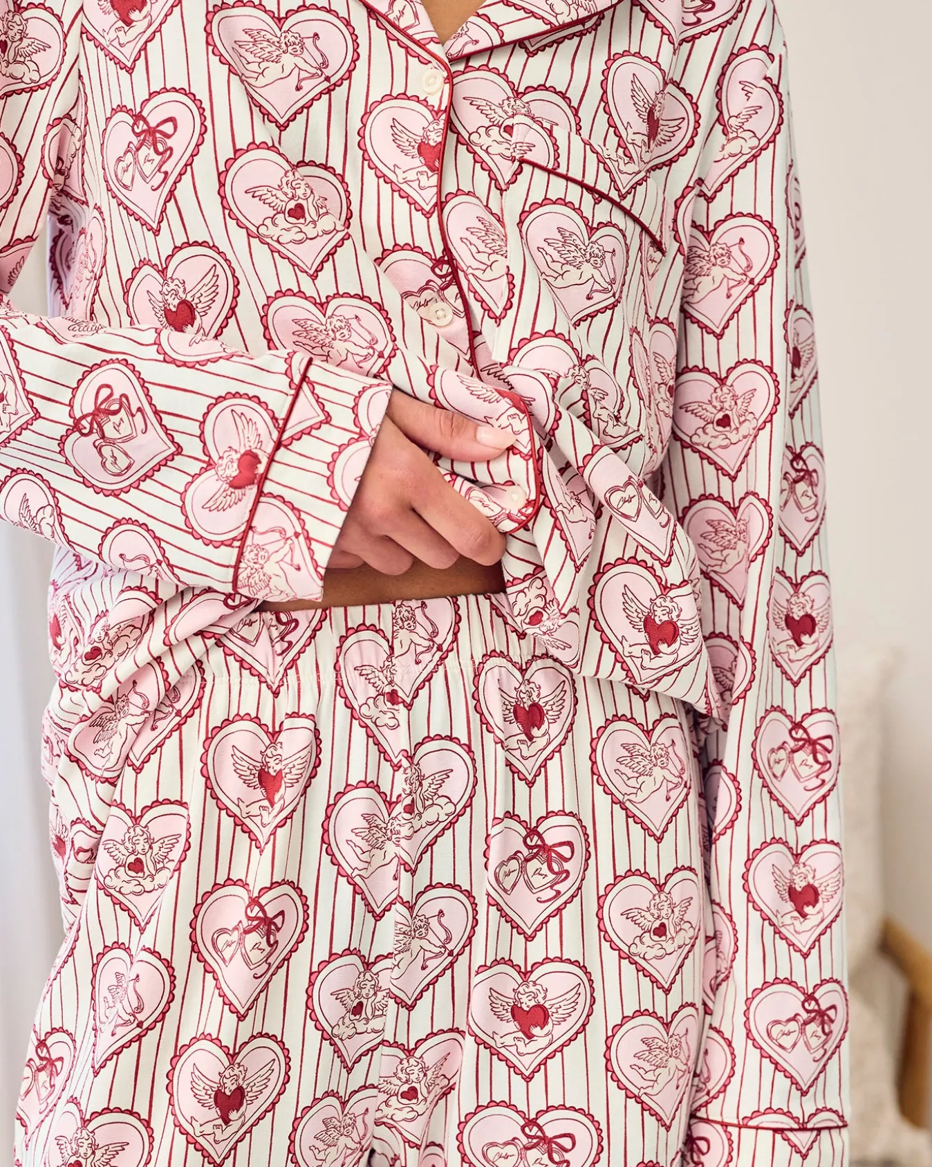 Organic Cotton Cupid Heart Print Long Pyjama Set