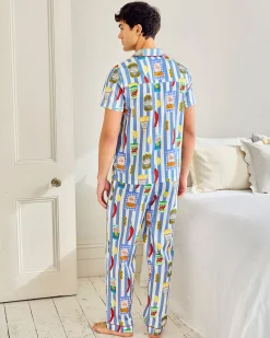 Organic Cotton Deli Stripe Print Long Pyjama Set
