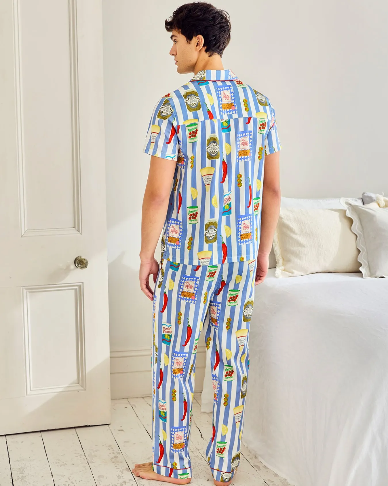 Organic Cotton Deli Stripe Print Long Pyjama Set
