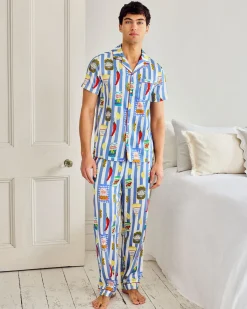 Organic Cotton Deli Stripe Print Long Pyjama Set