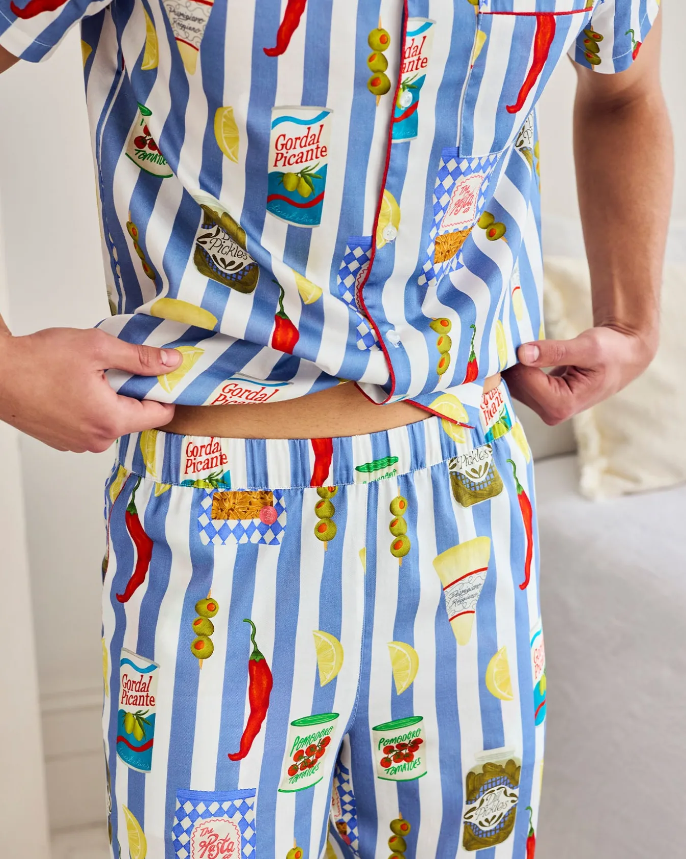 Organic Cotton Deli Stripe Print Long Pyjama Set