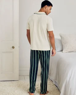 Organic Cotton Embroidered Leisure Club Print Long Pyjama Set