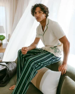 Organic Cotton Embroidered Leisure Club Print Long Pyjama Set
