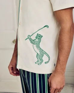 Organic Cotton Embroidered Leisure Club Print Long Pyjama Set