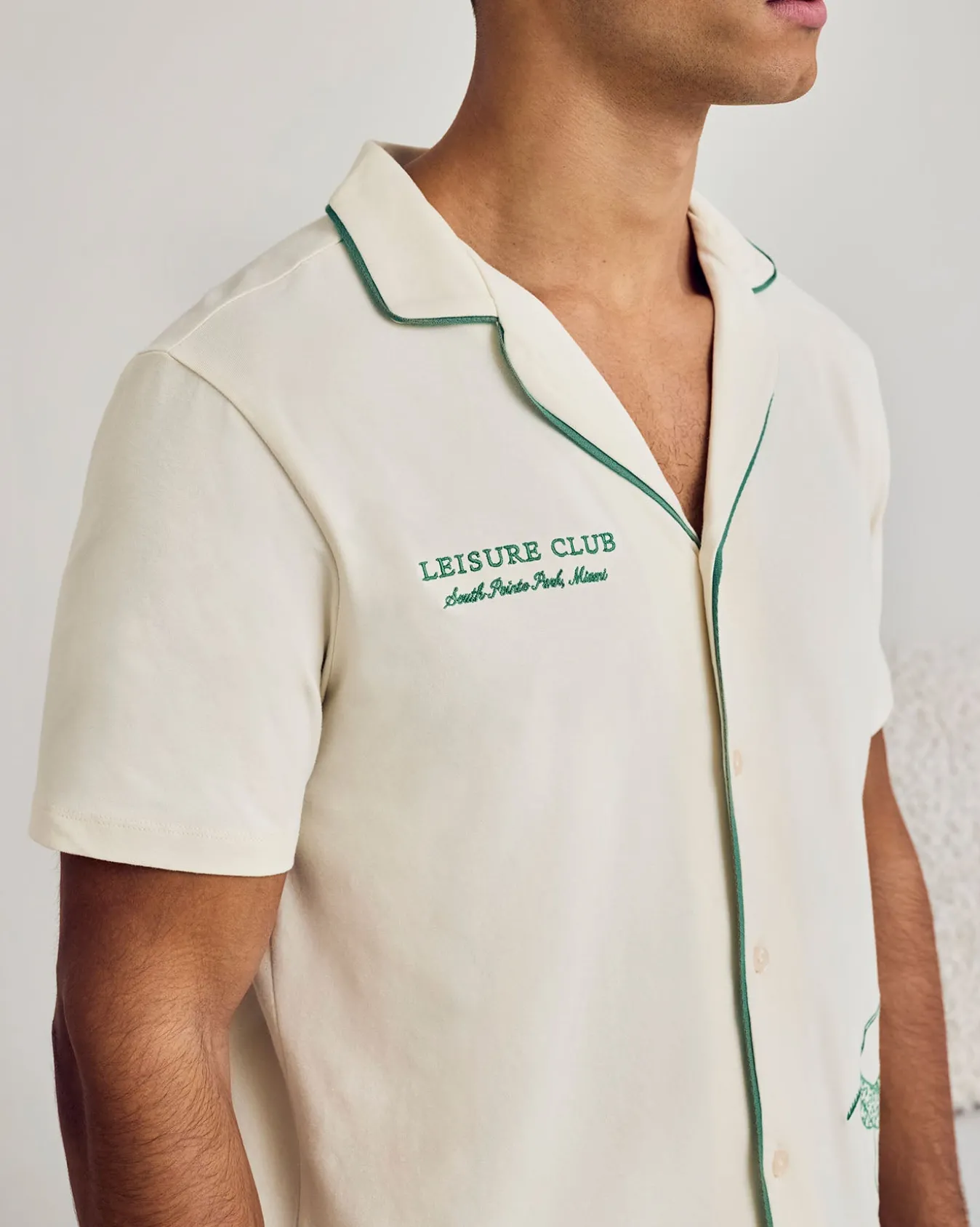 Organic Cotton Embroidered Leisure Club Print Long Pyjama Set