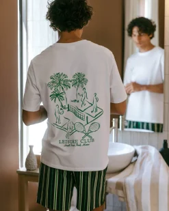 Organic Cotton Embroidered Leisure Club Print Short Pyjama Set