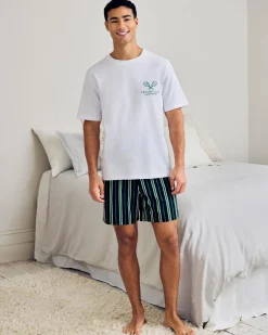 Organic Cotton Embroidered Leisure Club Print Short Pyjama Set