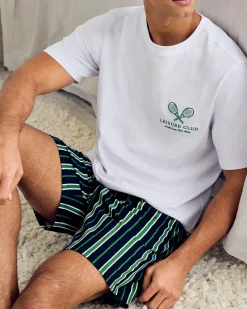 Organic Cotton Embroidered Leisure Club Print Short Pyjama Set