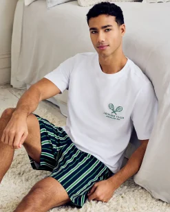 Organic Cotton Embroidered Leisure Club Print Short Pyjama Set