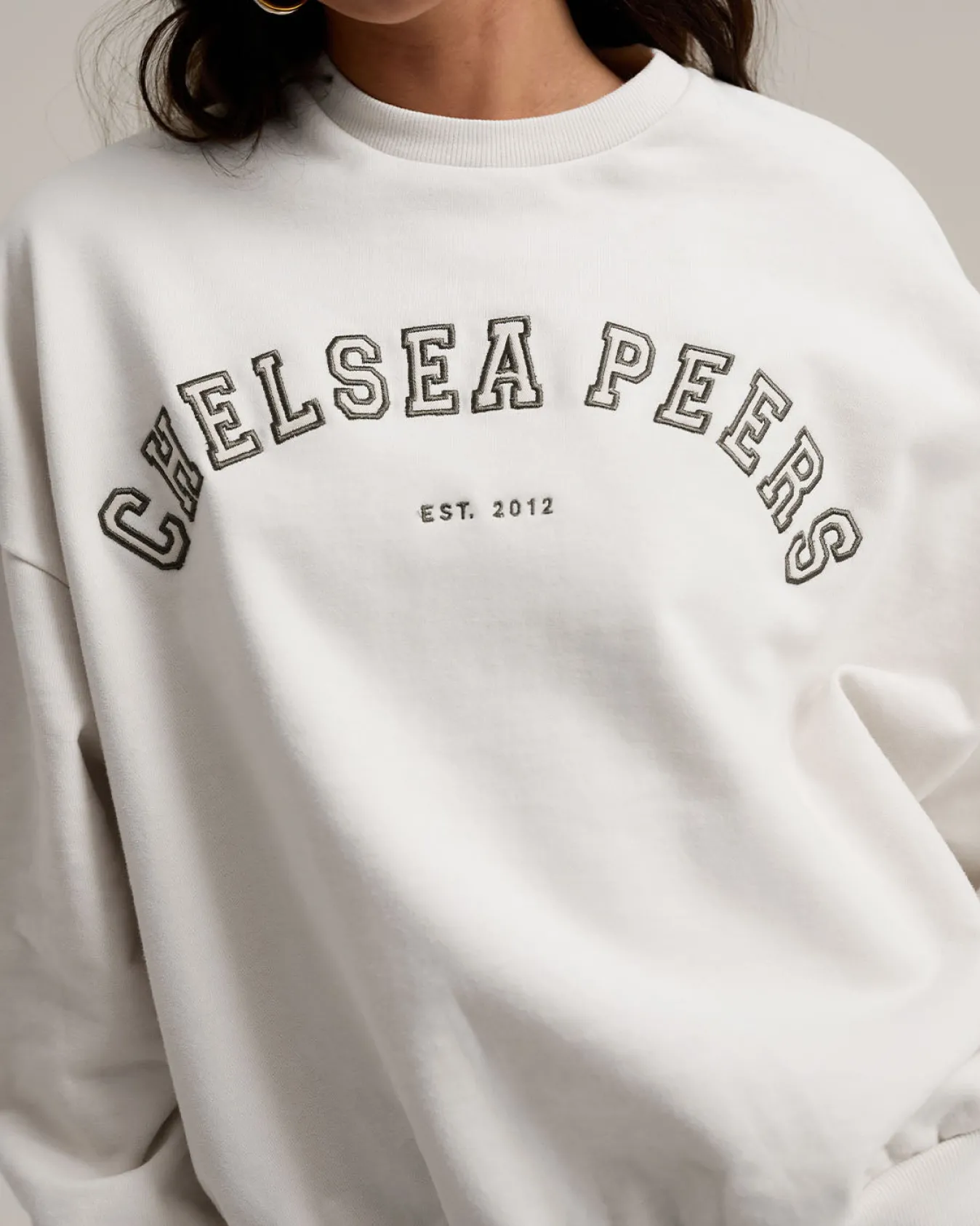 Organic Cotton Embroidered Logo Sweatshirt - Cream