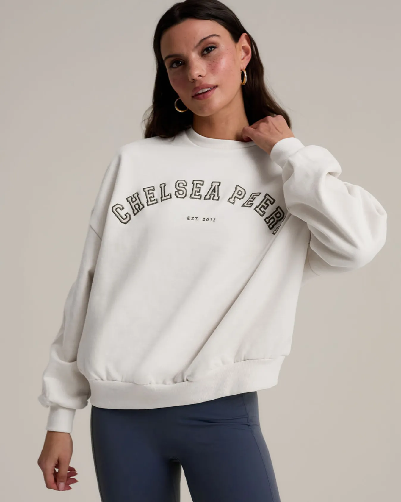 Organic Cotton Embroidered Logo Sweatshirt - Cream