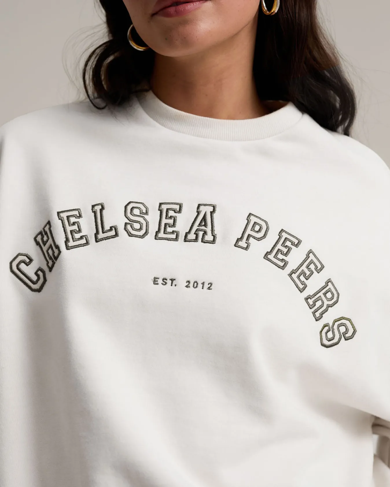 Organic Cotton Embroidered Logo Sweatshirt - Cream