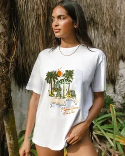 Organic Cotton Embroidered Maison Riviera Sous Les Palmiers Print T-Shirt