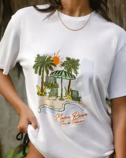 Organic Cotton Embroidered Maison Riviera Sous Les Palmiers Print T-Shirt