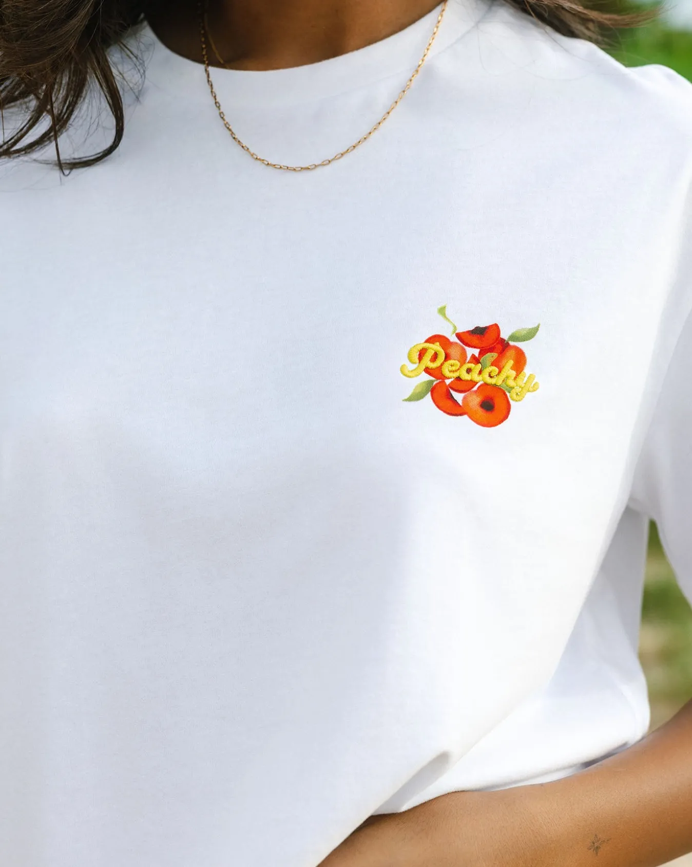 Organic Cotton Embroidered Peachy T-Shirt