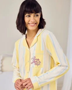 Organic Cotton Embroidered Time for a Nap Short Pyjama Set - Yellow