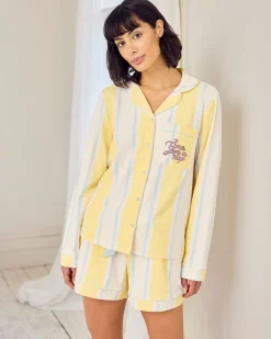 Organic Cotton Embroidered Time for a Nap Short Pyjama Set - Yellow