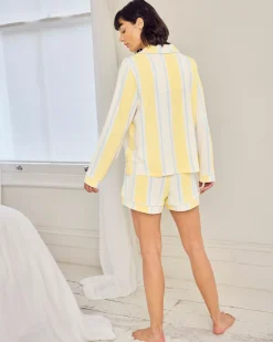 Organic Cotton Embroidered Time for a Nap Short Pyjama Set - Yellow