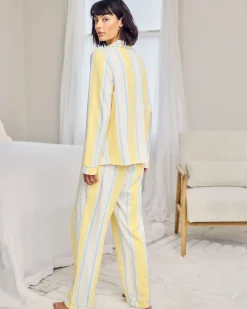 Organic Cotton Embroidered Time for a Nap Long Pyjama Set - Yellow