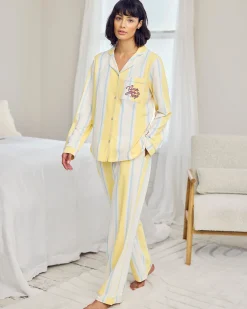Organic Cotton Embroidered Time for a Nap Long Pyjama Set - Yellow