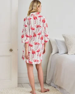Organic Cotton Flamingo Stripe Print Nightshirt