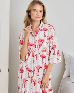 Organic Cotton Flamingo Stripe Print Nightshirt