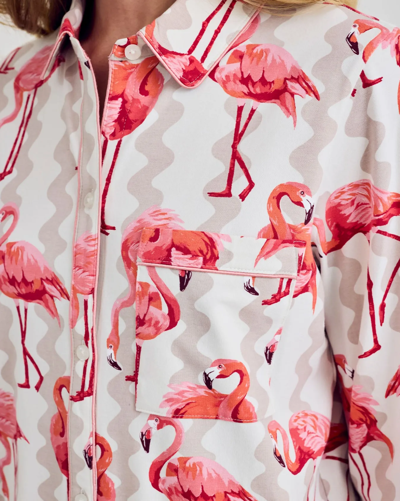 Organic Cotton Flamingo Stripe Print Nightshirt