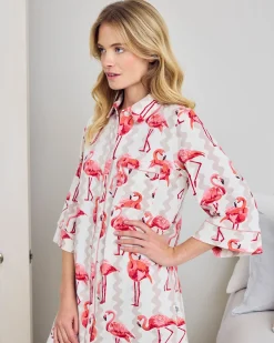 Organic Cotton Flamingo Stripe Print Nightshirt