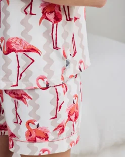 Organic Cotton Flamingo Stripe Print Short Pyjama Set