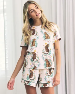 Organic Cotton Floral Leopard Print Short Pyjama Set