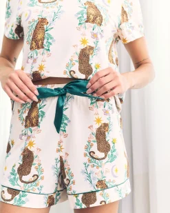 Organic Cotton Floral Leopard Print Short Pyjama Set